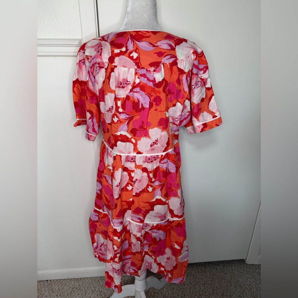 Vince Camuto floral Short Sleeve Linen Blend Dress size 10 - Picture 5 of 9